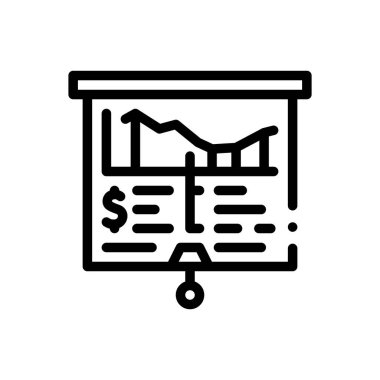 İş sunum simgesi. Beyaz Arkaplanda İnce Doğrusal Tasarım