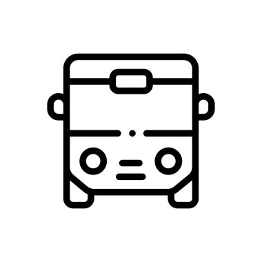 Otobüs simgesi. Beyaz Arkaplanda İnce Doğrusal Tasarım