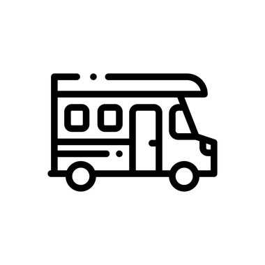 Otobüs simgesi. Beyaz Arkaplanda İnce Doğrusal Tasarım