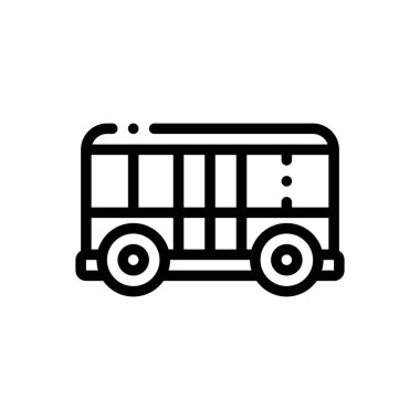 Otobüs simgesi. Beyaz Arkaplanda İnce Doğrusal Tasarım