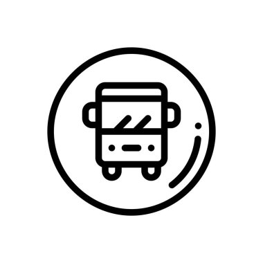 Otobüs durağı simgesi. Beyaz Arkaplanda İnce Doğrusal Tasarım