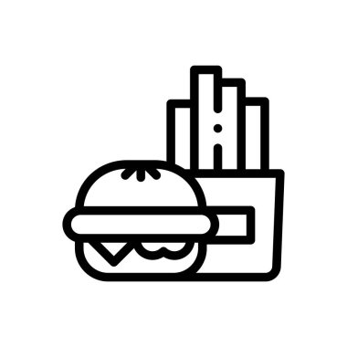 Burguer ikonu. Beyaz Arkaplanda İnce Doğrusal Tasarım