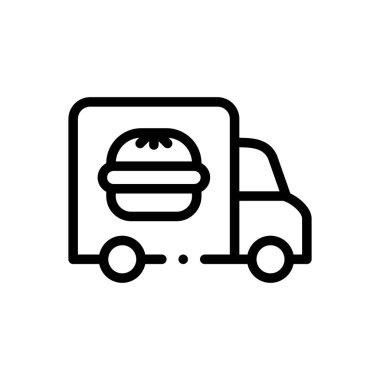 Burguer ikonu. Beyaz Arkaplanda İnce Doğrusal Tasarım