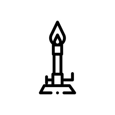 Bunsen Burner ikonu. Beyaz Arkaplanda İnce Doğrusal Tasarım