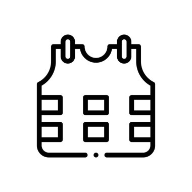 Kurşun geçirmez yelek ikonu. Beyaz Arkaplanda İnce Doğrusal Tasarım