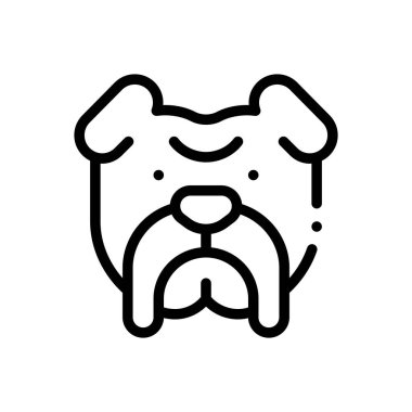 Bulldog ikonu. Beyaz Arkaplanda İnce Doğrusal Tasarım