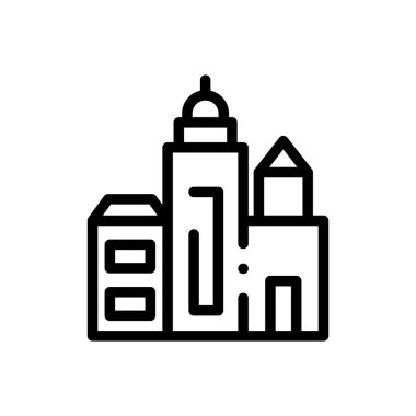 Binaların simgesi. Beyaz Arkaplanda İnce Doğrusal Tasarım