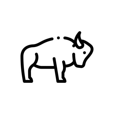 Bizon ikonu. Beyaz Arkaplanda İnce Doğrusal Tasarım