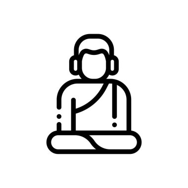 Budizm ikonu. Beyaz Arkaplanda İnce Doğrusal Tasarım