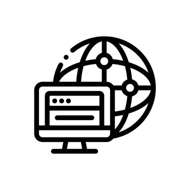 Tarayıcı simgesi. Beyaz Arkaplanda İnce Doğrusal Tasarım