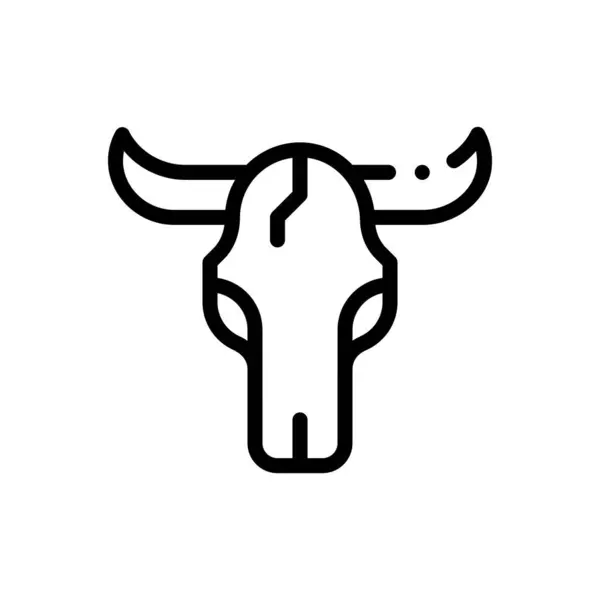 Boğa kafatası ikonu. Beyaz Arkaplanda İnce Doğrusal Tasarım