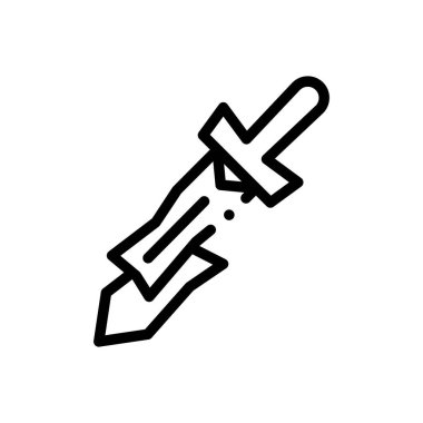 Kırık kılıç ikonu. Beyaz Arkaplanda İnce Doğrusal Tasarım