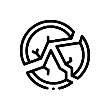 Kırık tabak ikonu. Beyaz Arkaplanda İnce Doğrusal Tasarım