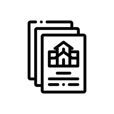 Broşür ikonu. Beyaz Arkaplanda İnce Doğrusal Tasarım