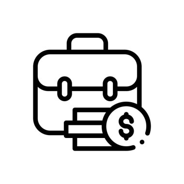 Evrak çantası ikonu. Beyaz Arkaplanda İnce Doğrusal Tasarım