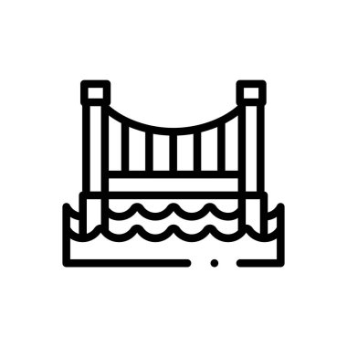 Köprü simgesi. Beyaz Arkaplanda İnce Doğrusal Tasarım