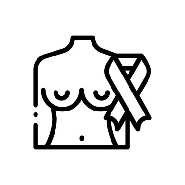 Göğüs kanseri ikonu. Beyaz Arkaplanda İnce Doğrusal Tasarım