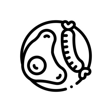 Kahvaltı ikonu. Beyaz Arkaplanda İnce Doğrusal Tasarım