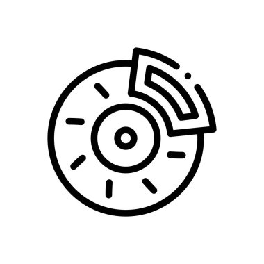 Fren diski simgesi. Beyaz Arkaplanda İnce Doğrusal Tasarım