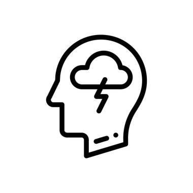 Beyin fırtınası ikonu. Beyaz Arkaplanda İnce Doğrusal Tasarım