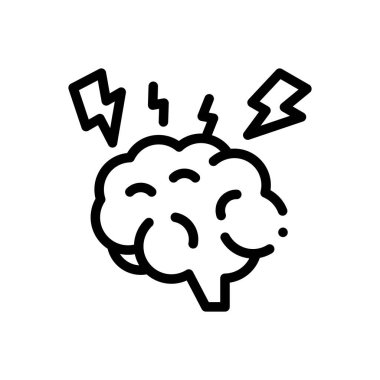 Beyin ikonu. Beyaz Arkaplanda İnce Doğrusal Tasarım