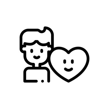 Erkek arkadaş ikonu. Beyaz Arkaplanda İnce Doğrusal Tasarım