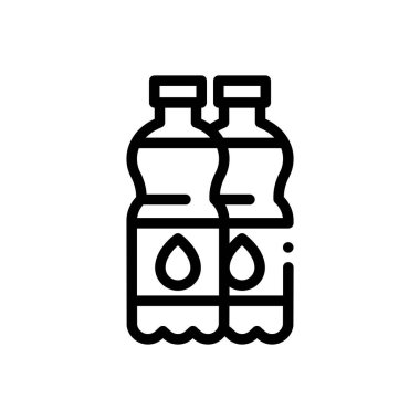 Şişe simgesi. Beyaz Arkaplanda İnce Doğrusal Tasarım