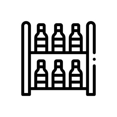 Şişe rafı ikonu. Beyaz Arkaplanda İnce Doğrusal Tasarım