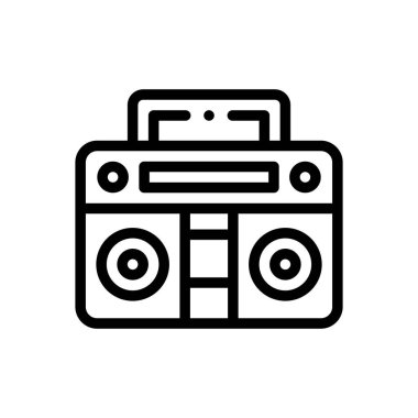 Müzik kutusu simgesi. Beyaz Arkaplanda İnce Doğrusal Tasarım