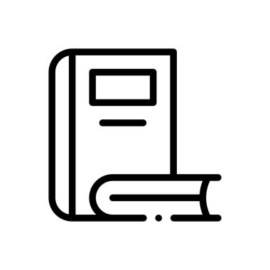 Kitap ikonu. Beyaz Arkaplanda İnce Doğrusal Tasarım