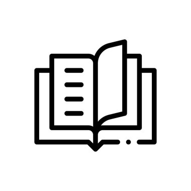 Kitap ikonu. Beyaz Arkaplanda İnce Doğrusal Tasarım