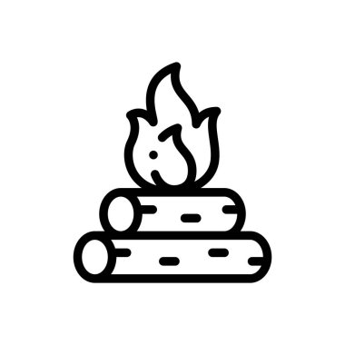 Şenlik ateşi ikonu. Beyaz Arkaplanda İnce Doğrusal Tasarım