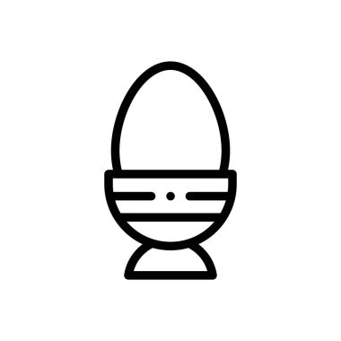 Haşlanmış yumurta ikonu. Beyaz Arkaplanda İnce Doğrusal Tasarım