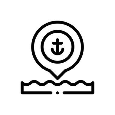 Tekne ikonu. Beyaz Arkaplanda İnce Doğrusal Tasarım