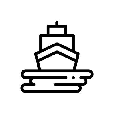 Tekne ikonu. Beyaz Arkaplanda İnce Doğrusal Tasarım