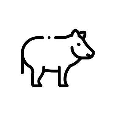 Domuz ikonu. Beyaz Arkaplanda İnce Doğrusal Tasarım