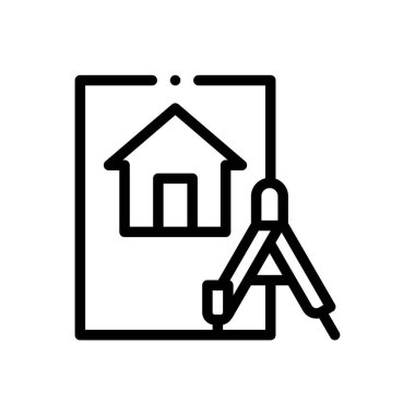 Şablon simgesi. Beyaz Arkaplanda İnce Doğrusal Tasarım