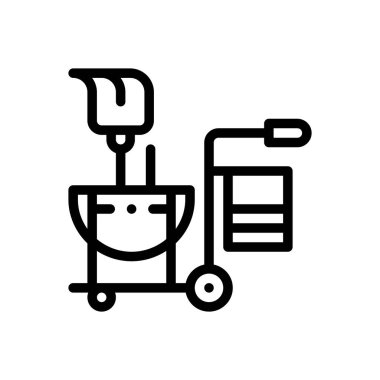 Temizlik arabası ikonu. Beyaz Arkaplanda İnce Doğrusal Tasarım