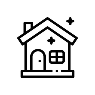 Temiz ev ikonu. Beyaz Arkaplanda İnce Doğrusal Tasarım