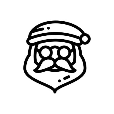 Noel Baba ikonu. Beyaz Arkaplanda İnce Doğrusal Tasarım