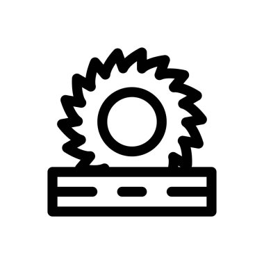 Dairesel testere ikonu. Beyaz Arkaplanda İnce Doğrusal Tasarım