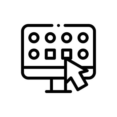 Sinema koltuğu ikonu. Beyaz Arkaplanda İnce Doğrusal Tasarım