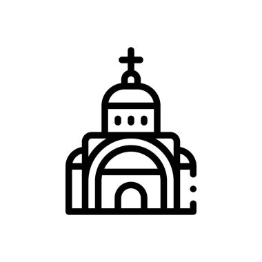 Kilise ikonu. Beyaz Arkaplanda İnce Doğrusal Tasarım