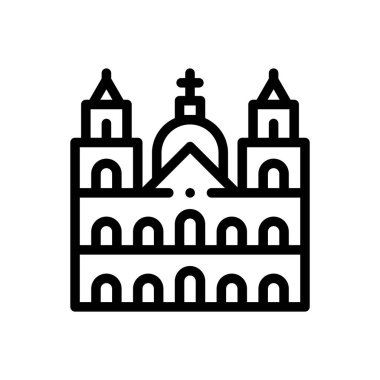 Kilise ikonu. Beyaz Arkaplanda İnce Doğrusal Tasarım