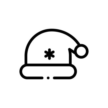 Noel şapkası ikonu. Beyaz Arkaplanda İnce Doğrusal Tasarım