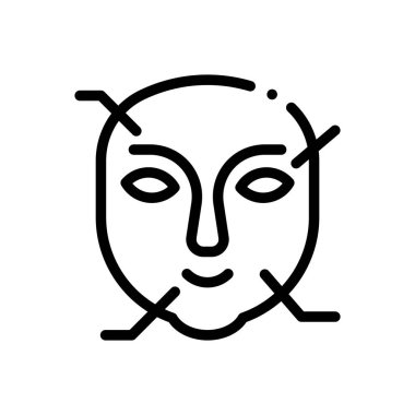 Çin fizyonomi ikonu. Beyaz Arkaplanda İnce Doğrusal Tasarım