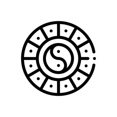 Çin burcu ikonu. Beyaz Arkaplanda İnce Doğrusal Tasarım