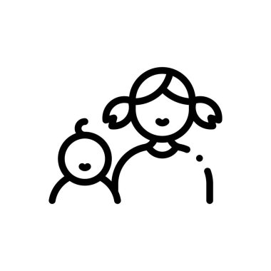 Çocuk ikonu. Beyaz Arkaplanda İnce Doğrusal Tasarım