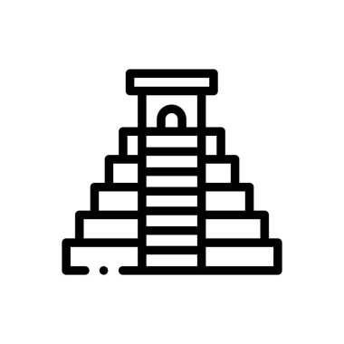 Chichen itza piramit ikonu. Beyaz Arkaplanda İnce Doğrusal Tasarım
