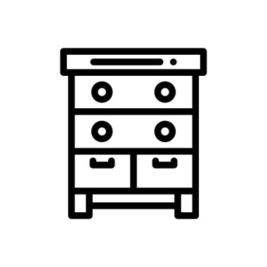 Çekmece simgesi. Beyaz Arkaplanda İnce Doğrusal Tasarım